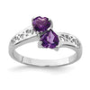 0.85 Ct Heart Purple Amethyst Prong Silver Promise Ring