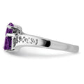0.85 Ct Heart Purple Amethyst Prong Silver Promise Ring by Fine Color Jewels