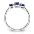0.85 Ct Oval Blue Sapphire & Diamond Prong Rhodium-Plated Sterling Silver Three Stone Ring by Fine Color Jewels