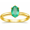 0.85 Ct Oval Green Emerald Prong 22K Gold Vermeil Solitaire Engagement Ring