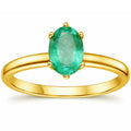 0.85 Ct Oval Green Emerald Prong 22K Gold Vermeil Solitaire Engagement Ring by Fine Color Jewels