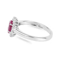 0.85 Ct Oval Pink Ruby Diamond Prong 10K Gold Halo Ring by Fine Color Jewels