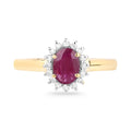 0.85 Ct Oval Pink Ruby Diamond Prong 10K Gold Halo Ring by Fine Color Jewels