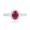 0.85 Ct Oval Pink Ruby Diamond Prong 10K Gold Halo Ring by Fine Color Jewels