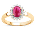 0.85 Ct Oval Pink Ruby Diamond Prong 10K Gold Halo Ring by Fine Color Jewels