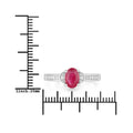 0.85 Ct Oval Pink Ruby Diamond Prong 10K Gold Pave Bridge Ring by Fine Color Jewels