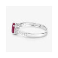 0.85 Ct Oval Pink Ruby Diamond Prong 10K Gold Pave Bridge Ring by Fine Color Jewels