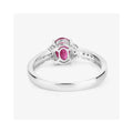 0.85 Ct Oval Pink Ruby Diamond Prong 10K Gold Pave Bridge Ring by Fine Color Jewels