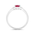 0.85 Ct Oval Pink Ruby Diamond Prong 10K Gold Pave Bridge Ring by Fine Color Jewels