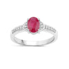 0.85 Ct Oval Pink Ruby Diamond Prong 10K Gold Pave Bridge Ring