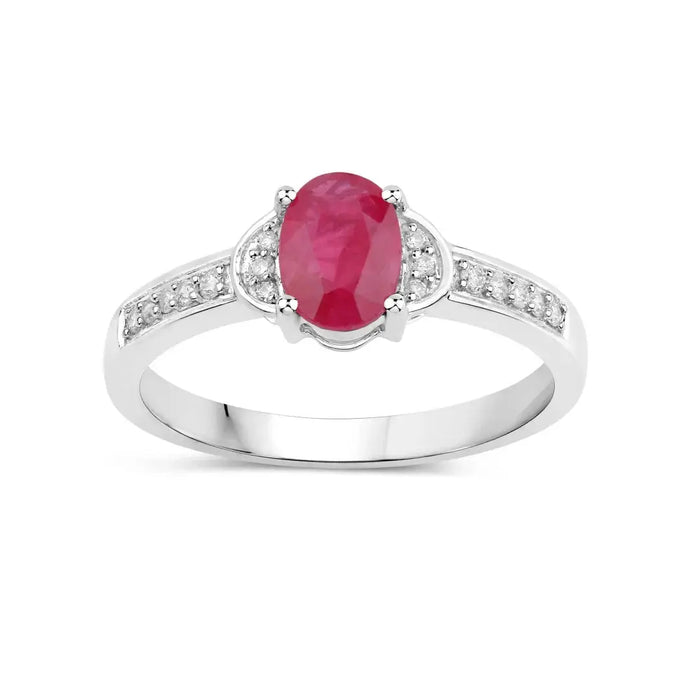 0.85 Ct Oval Pink Ruby Diamond Prong 10K Gold Pave Bridge Ring by Fine Color Jewels