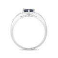 0.85 Ct Round Blue Sapphire & Diamond Prong 10k Gold Cocktail Ring by Fine Color Jewels