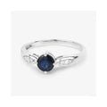 0.85 Ct Round Blue Sapphire & Diamond Prong 10k Gold Cocktail Ring by Fine Color Jewels
