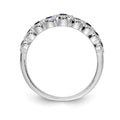 0.86 Ct Round Blue Sapphire & Diamond Prong 14K White Gold Eternity Halo Ring by Fine Color Jewels