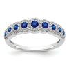 0.86 Ct Round Blue Sapphire & Diamond Prong 14K White Gold Eternity Halo Ring