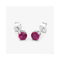 0.86 Ct Round Pink Ruby Prong 10K Gold Stud Earrings by Fine Color Jewels
