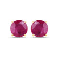0.86 Ct Round Pink Ruby Prong 10K Gold Stud Earrings by Fine Color Jewels
