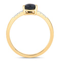 0.86ct Pear Blue Sapphire and Diamond Prong 14K Yellow Gold Teardrop Pave Band Ring by Fine Color Jewels