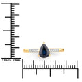 0.86ct Pear Blue Sapphire and Diamond Prong 14K Yellow Gold Teardrop Pave Band Ring by Fine Color Jewels