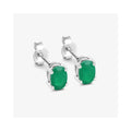 0.88 Ct Oval Green Zambian Emerald Prong 10K Gold Stud Earrings by Fine Color Jewels