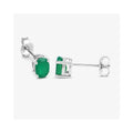 0.88 Ct Oval Green Zambian Emerald Prong 10K Gold Stud Earrings by Fine Color Jewels
