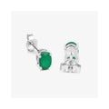 0.88 Ct Oval Green Zambian Emerald Prong 10K Gold Stud Earrings by Fine Color Jewels