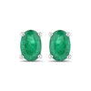 0.88 Ct Oval Green Zambian Emerald Prong 10K Gold Stud Earrings