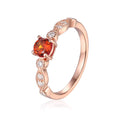 0.89 Ct Round Orange Spessartite Garnet Prong Silver Solitaire Ring by Fine Color Jewels