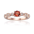 0.89 Ct Round Orange Spessartite Garnet Prong Silver Solitaire Ring by Fine Color Jewels