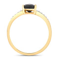 0.89ct Pear Blue Sapphire and White Diamond Prong 14K Yellow Gold Bypass Pave Band Ring by Fine Color Jewels