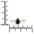 0.89ct Pear Blue Sapphire and White Diamond Prong 14K Yellow Gold Bypass Pave Band Ring by Fine Color Jewels