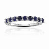 0.9 Ct Round Blue Sapphire Prong Silver Half Eternity Ring