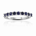 0.9 Ct Round Blue Sapphire Prong Silver Half Eternity Ring by Fine Color Jewels