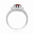 0.90 Ct Heart Red Garnet Prong Silver Halo Ring by Fine Color Jewels