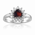 0.90 Ct Heart Red Garnet Prong Silver Halo Ring by Fine Color Jewels