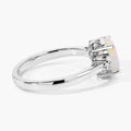 0.90 Ct Oval White Ethiopian Opal and Lab Diamond Prong Silver Cocktail Ring by Fine Color Jewels