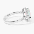 0.90 Ct Oval White Ethiopian Opal and Lab Diamond Prong Silver Halo Pave Ring by Fine Color Jewels