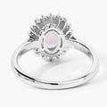 0.90 Ct Oval White Ethiopian Opal and Lab Diamond Prong Silver Halo Ring by Fine Color Jewels