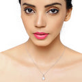 0.90 Ct Oval White Ethiopian Opal & Lab Diamond Prong Silver Halo Pendant Necklace by Fine Color Jewels