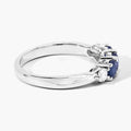 0.90 Ct Round Blue Sapphire & Lab Diamond Prong Silver Five Stone Ring by Fine Color Jewels