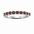 0.90 Ct Round Red Garnet Prong Silver Half Eternity Ring by Fine Color Jewels