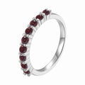 0.90 Ct Round Red Garnet Prong Silver Half Eternity Ring by Fine Color Jewels