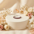 0.90 Ct Round Red Garnet Prong Silver Half Eternity Ring by Fine Color Jewels
