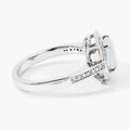 0.90 Ct Round White Ethiopian Opal Lab Diamond Prong Silver Pave Halo Ring by Fine Color Jewels