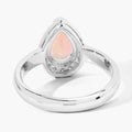 0.90 Ct Teardrop White Ethiopian Opal and Lab Diamond Prong Silver Halo Ring by Fine Color Jewels