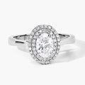 0.91 Ct Oval Lab Grown Diamond Prong Platinum Double Halo Bridal Ring by Fine Color Jewels