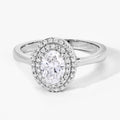 0.91 Ct Oval Lab Grown Diamond Prong Platinum Double Halo Bridal Ring by Fine Color Jewels
