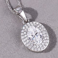 0.92 Ct Oval Lab Grown Diamond Prong Platinum Double Halo Bridal Pendant by Fine Color Jewels