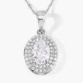0.92 Ct Oval Lab Grown Diamond Prong Platinum Double Halo Bridal Pendant by Fine Color Jewels