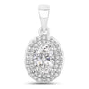 0.92 Ct Oval Lab Grown Diamond Prong Platinum Double Halo Bridal Pendant